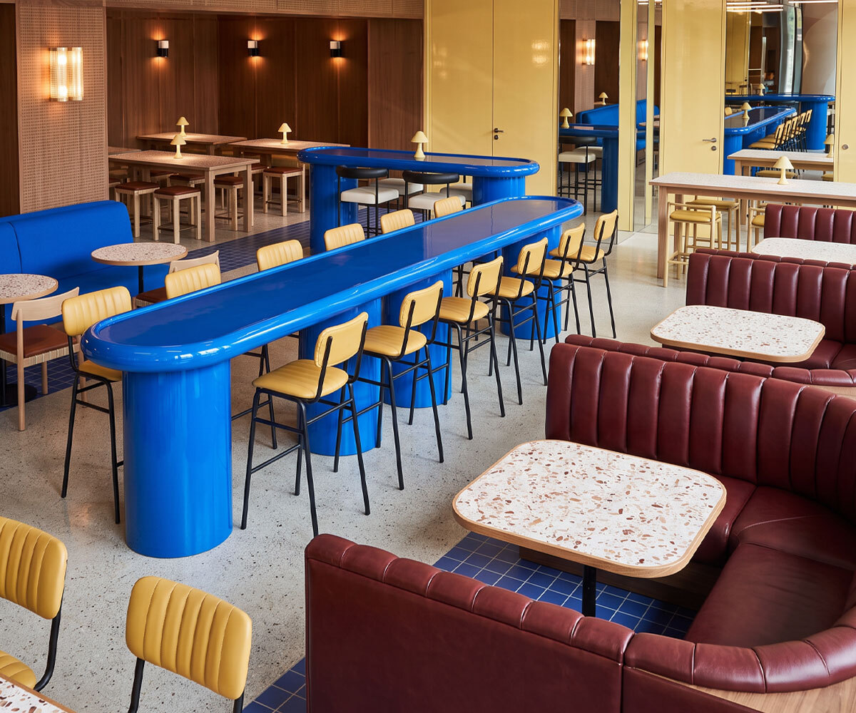 Commercial Coworking Space Using Furniture in Elevated Primary Colours Commercial Coworking Space Using Furniture in Elevated Primary Colours