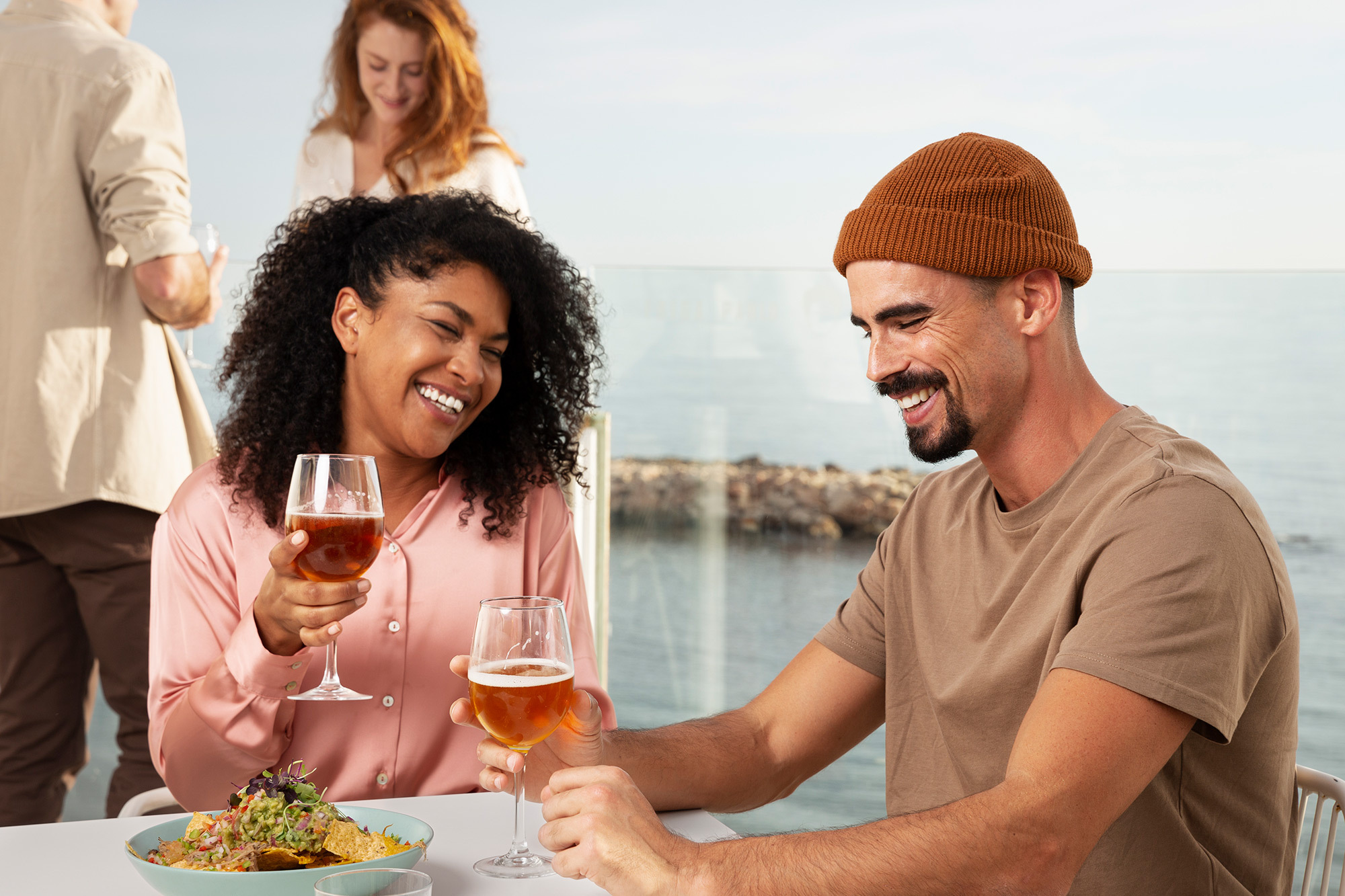 Friends enjoying dinner out in the Summer