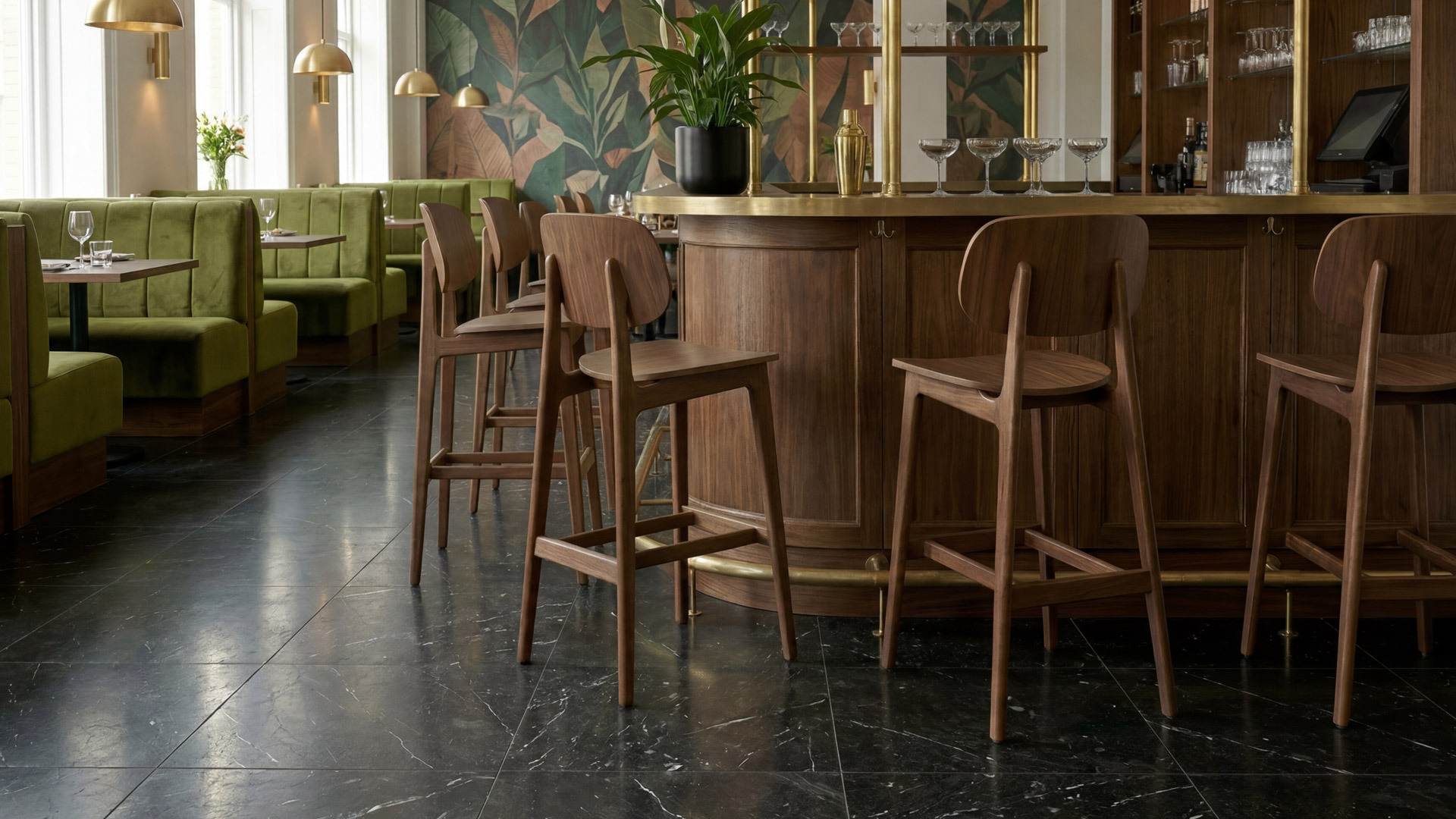 Marcelo Commercial Walnut Bar Stool Marcelo Commercial Walnut Bar Stool