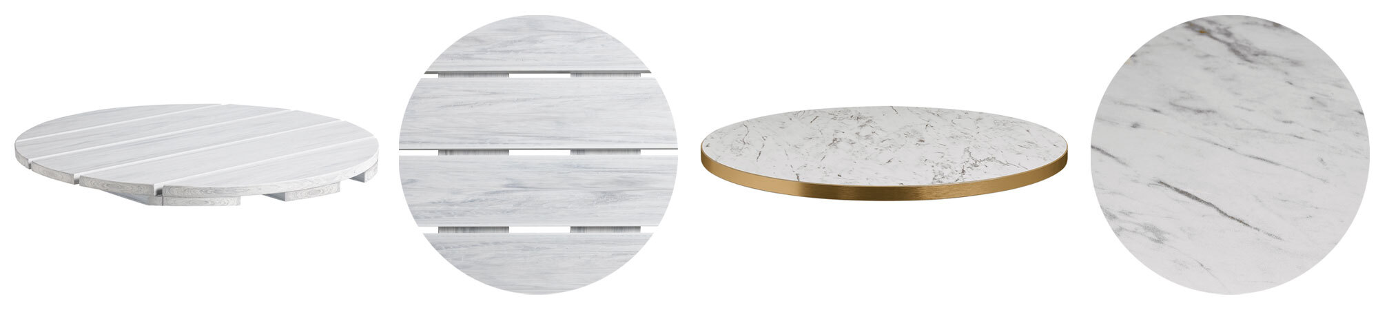 Whitewashed and Marble Commercial Table Tops